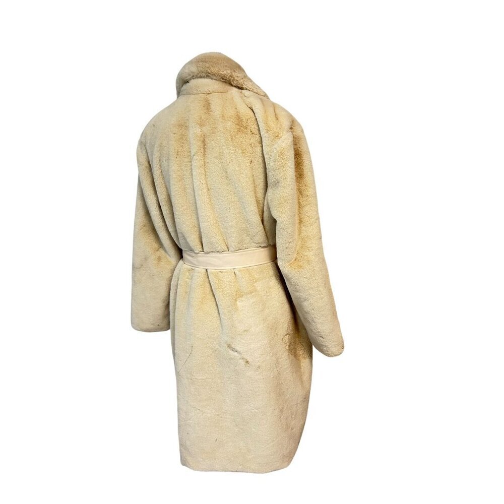 PrettyLittleThing Cream Faux Fur Long Coat - Picture 6 of 8